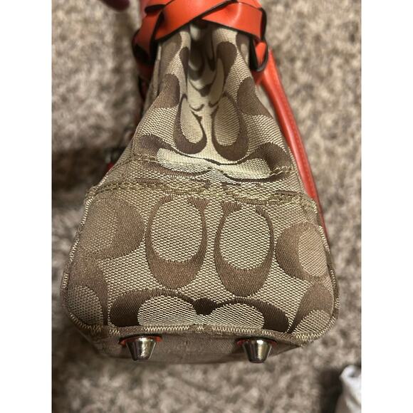 Authentic Y2K Coach Hampton Signature Orange Braided Handbag Satchel Purse - Picture 14 of 16